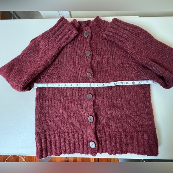 TOAST Burgundy Wool Knit Button-Front Sweater • Cozy Cardigan • Size M - Picture 6 of 16